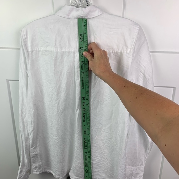 NWT J Crew Factory SMALL Linen blend button up shirt WHITE Long Sleeve - Picture 7 of 8